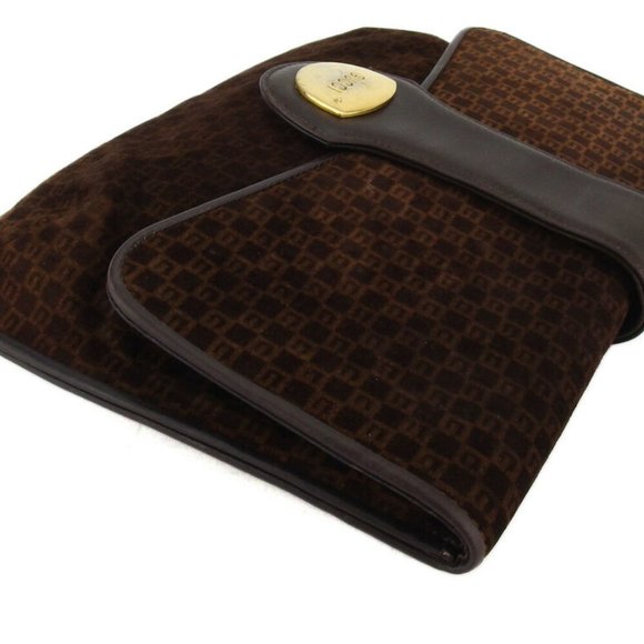 Authentic GUCCI clutch bag G mark pattern suede ~ leather Auth used - Picture 3 of 9